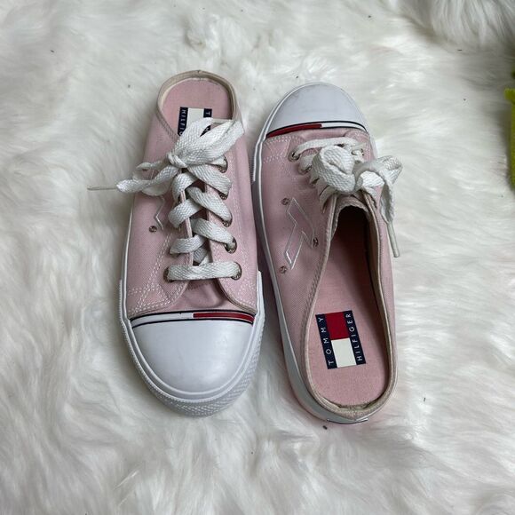 Tommy Hilfiger pink Canvas platform mule slip on sneakers size8M - Picture 6 of 9